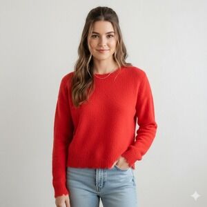 27 Miles Malibu Cashmere Sweater Womens Medium Red Pullover Distressed Knit Cozy